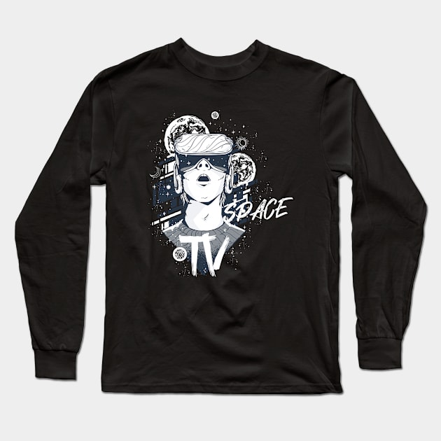 Space TV Long Sleeve T-Shirt by ArtRoute02